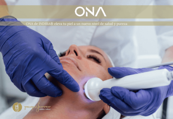 Armonía en tu Piel. Experimenta la magia del dispositivo facial ONA de INDIBA®: una fusión de hidrodermabrasión, electroporación, LED y electroterapia de baja frecuencia. Tu piel alcanzará una nueva dimensión de salud y pureza. En Paqui Ferrer Estética y Belleza